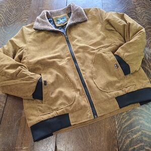 Men's Corduroy Bomber Jacket with Sherpa Collar - Brown - 2XL